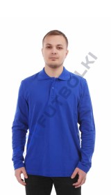 Синяя рубашка ПОЛО с длинным рукавом мужская